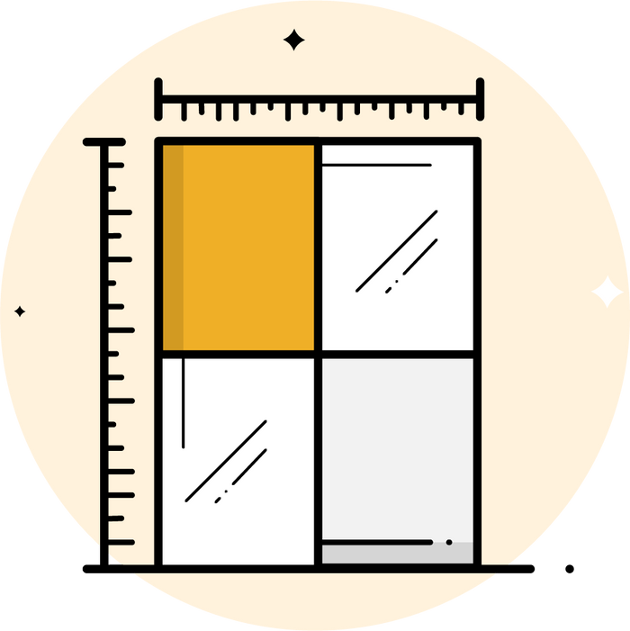 Symbol für die Maße und die Art des Fensters.
