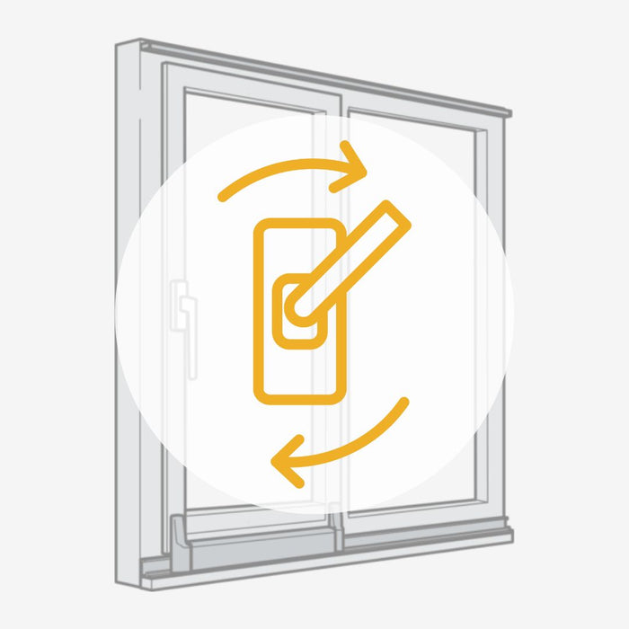 Symbol eines Parallel-Schiebe-Kipp-Tür Beschlags.