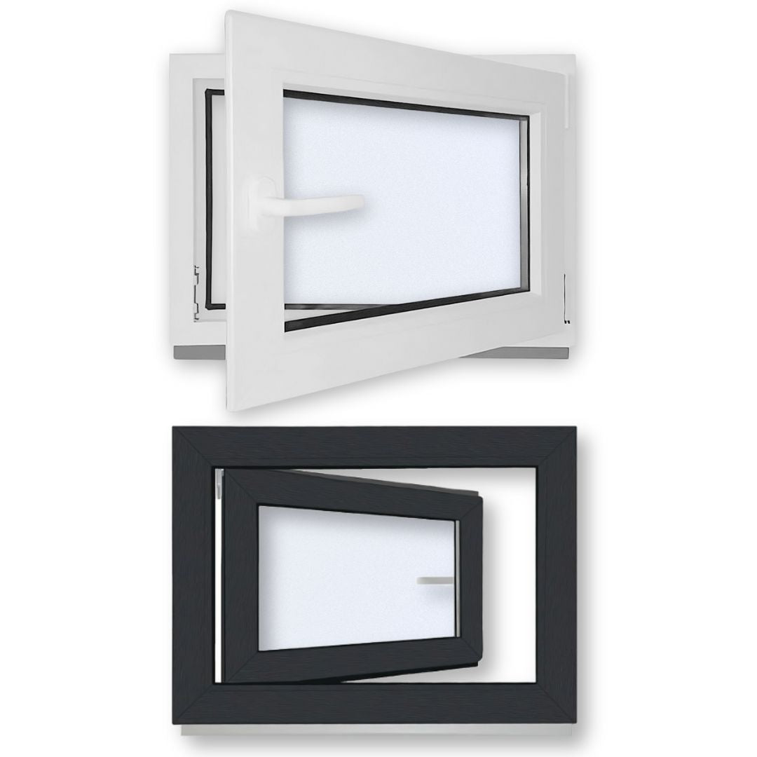 Kellerfenster Kunststoff Dreh/Kipp - 2 - fach - Verglasung - Außen Anthrazit, Innen Weiß - Fensterfabrik24