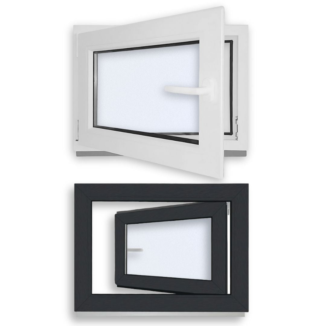 Kellerfenster Kunststoff Dreh/Kipp - 2 - fach - Verglasung - Außen Anthrazit, Innen Weiß - Fensterfabrik24