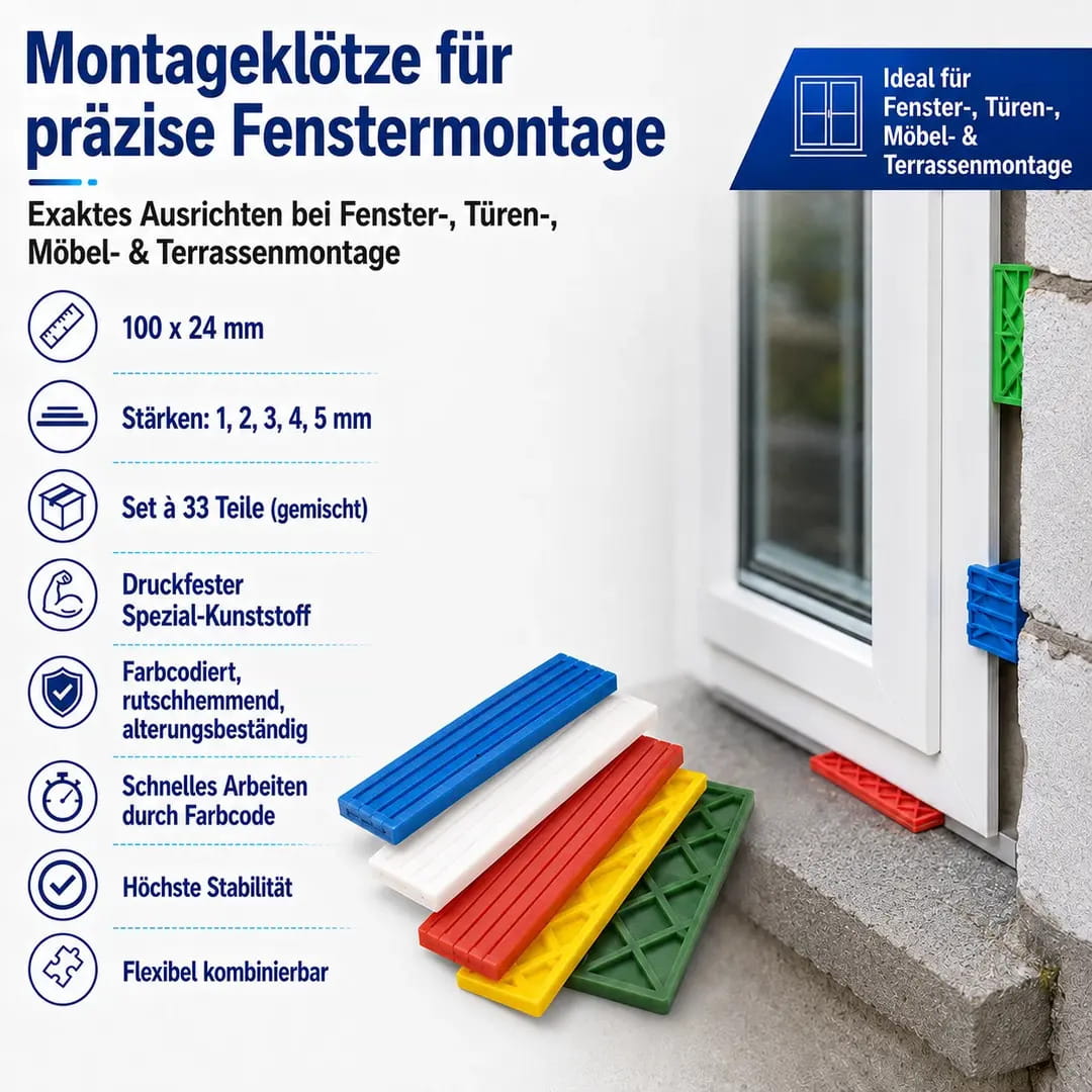 Montageklötze 33 tlg. Set - Fensterfabrik24