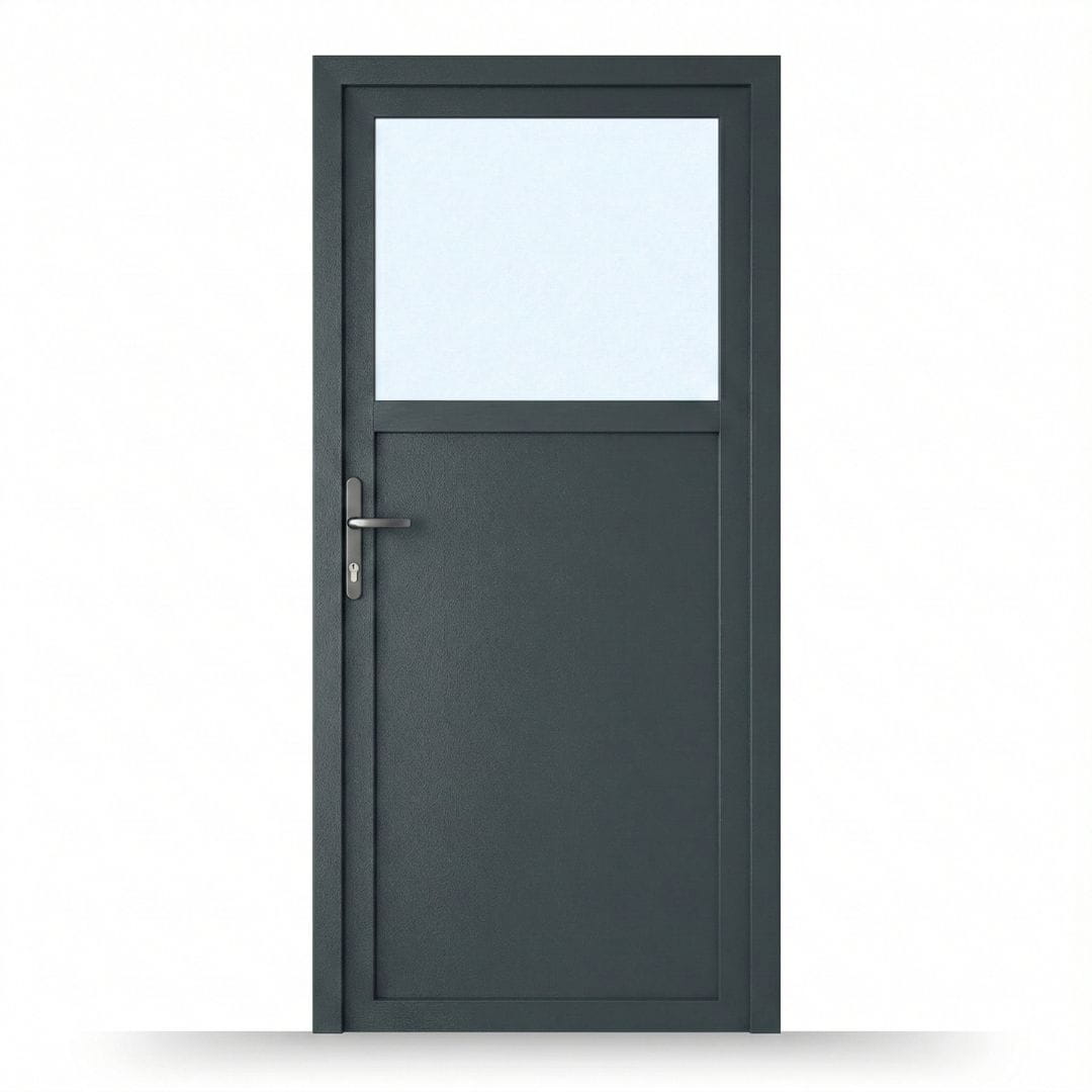 Nebeneingangstür 1/3 Glas – Anthrazit & Weiß – Außen - & Innenöffnend nach Maß - Fensterfabrik24