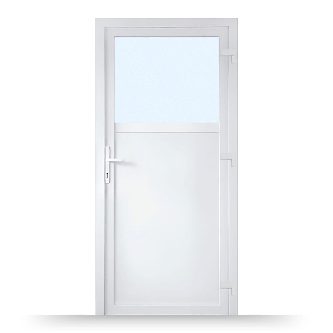 Nebeneingangstür 1/3 Glas – Anthrazit & Weiß – Außen - & Innenöffnend nach Maß - Fensterfabrik24