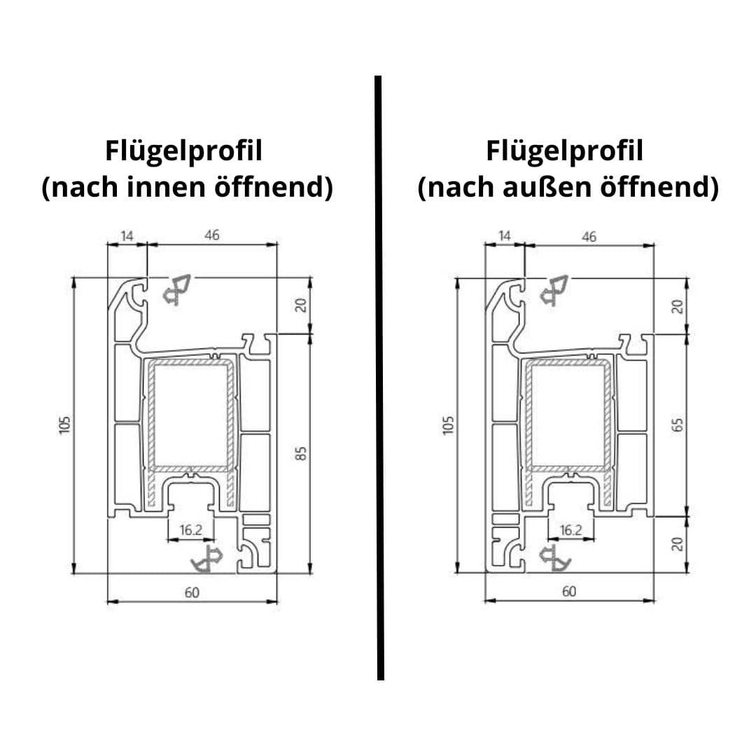 Kunststoff Nebeneingangstür 1/3 Verglasung - Innenöffnend - Fensterfabrik24