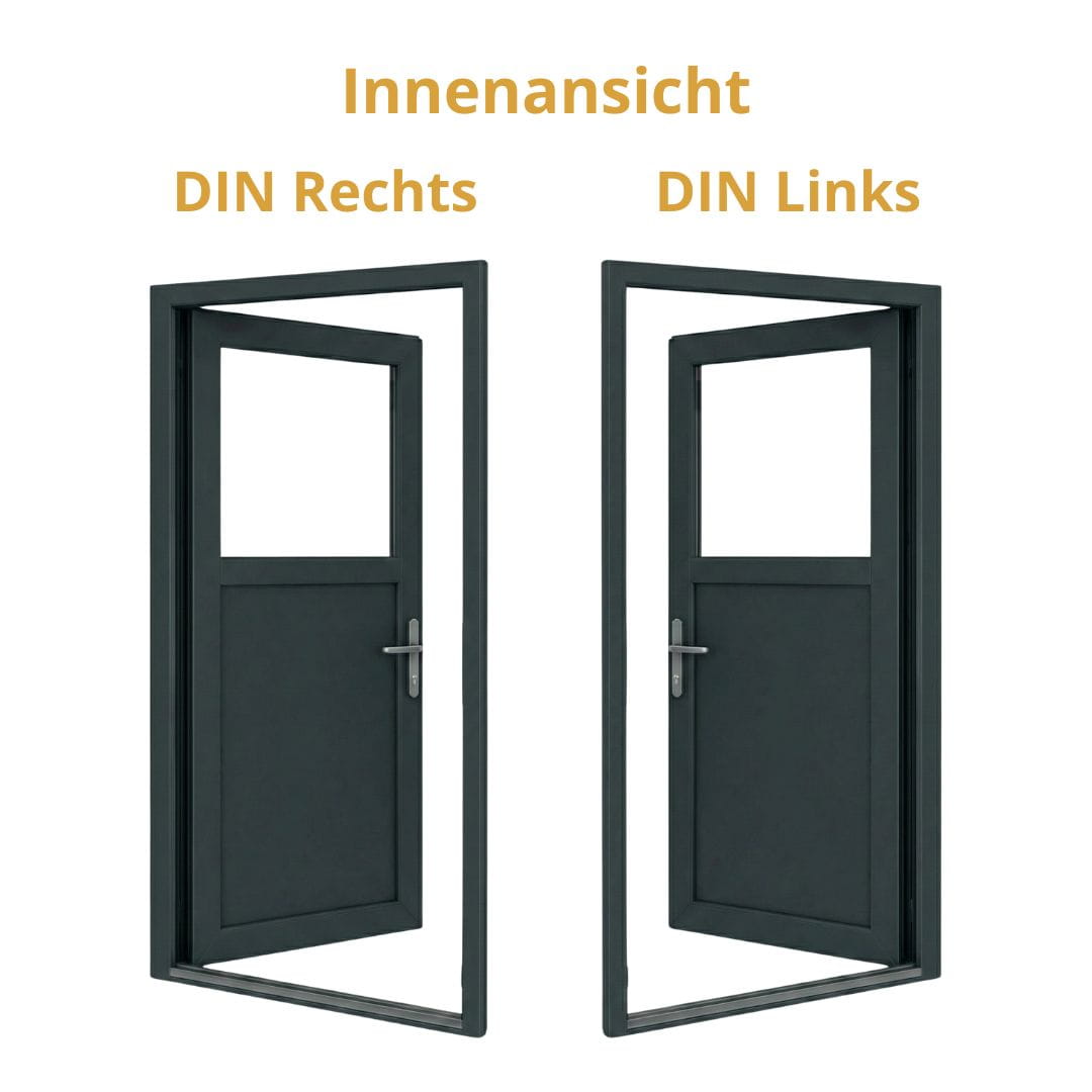 Nebeneingangstür 1/3 Glas – Anthrazit & Weiß – Außen - & Innenöffnend nach Maß - Fensterfabrik24