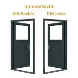 Nebeneingangstür 1/3 Glas – Anthrazit & Weiß – Außen - & Innenöffnend nach Maß - Fensterfabrik24