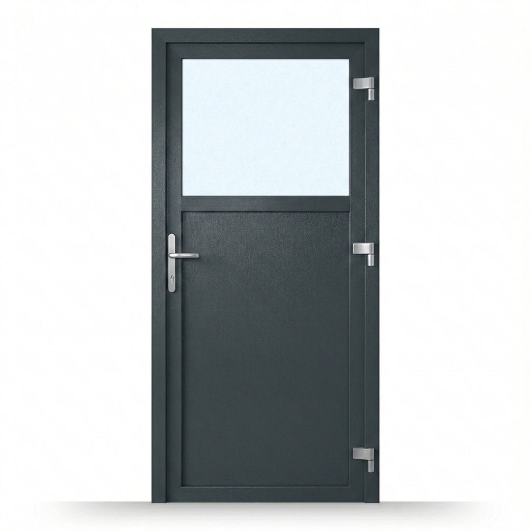 Nebeneingangstür 1/3 Glas – Anthrazit & Weiß – Außen - & Innenöffnend nach Maß - Fensterfabrik24