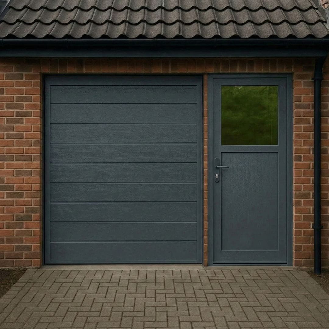 Nebeneingangstür 1/3 Glas – Anthrazit & Weiß – Außen - & Innenöffnend nach Maß - Fensterfabrik24