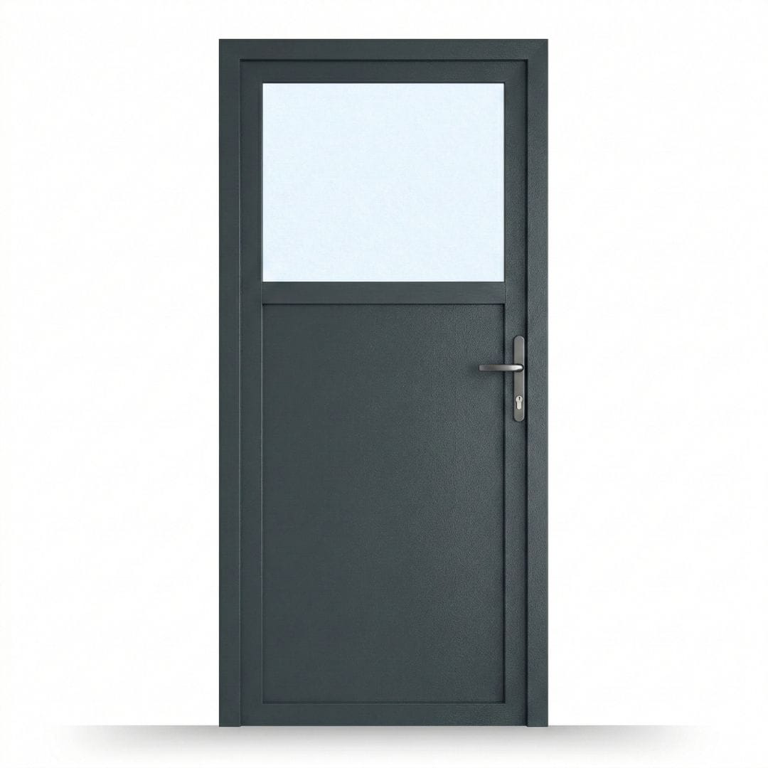 Nebeneingangstür 1/3 Glas – Anthrazit & Weiß – Außen - & Innenöffnend nach Maß - Fensterfabrik24