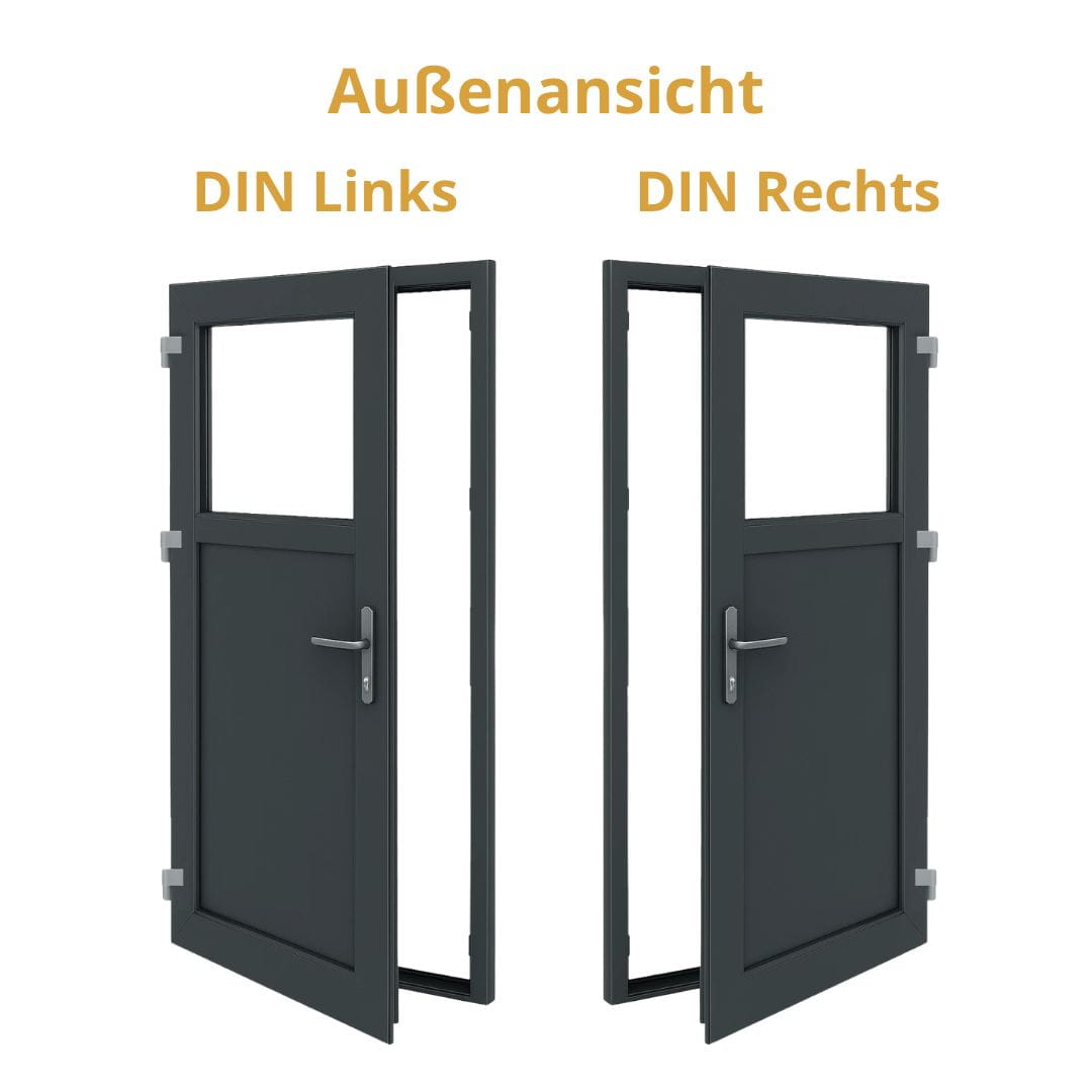 Nebeneingangstür 1/3 Glas – Anthrazit & Weiß – Außen - & Innenöffnend nach Maß - Fensterfabrik24