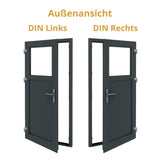 Nebeneingangstür 1/3 Glas – Anthrazit & Weiß – Außen - & Innenöffnend nach Maß - Fensterfabrik24