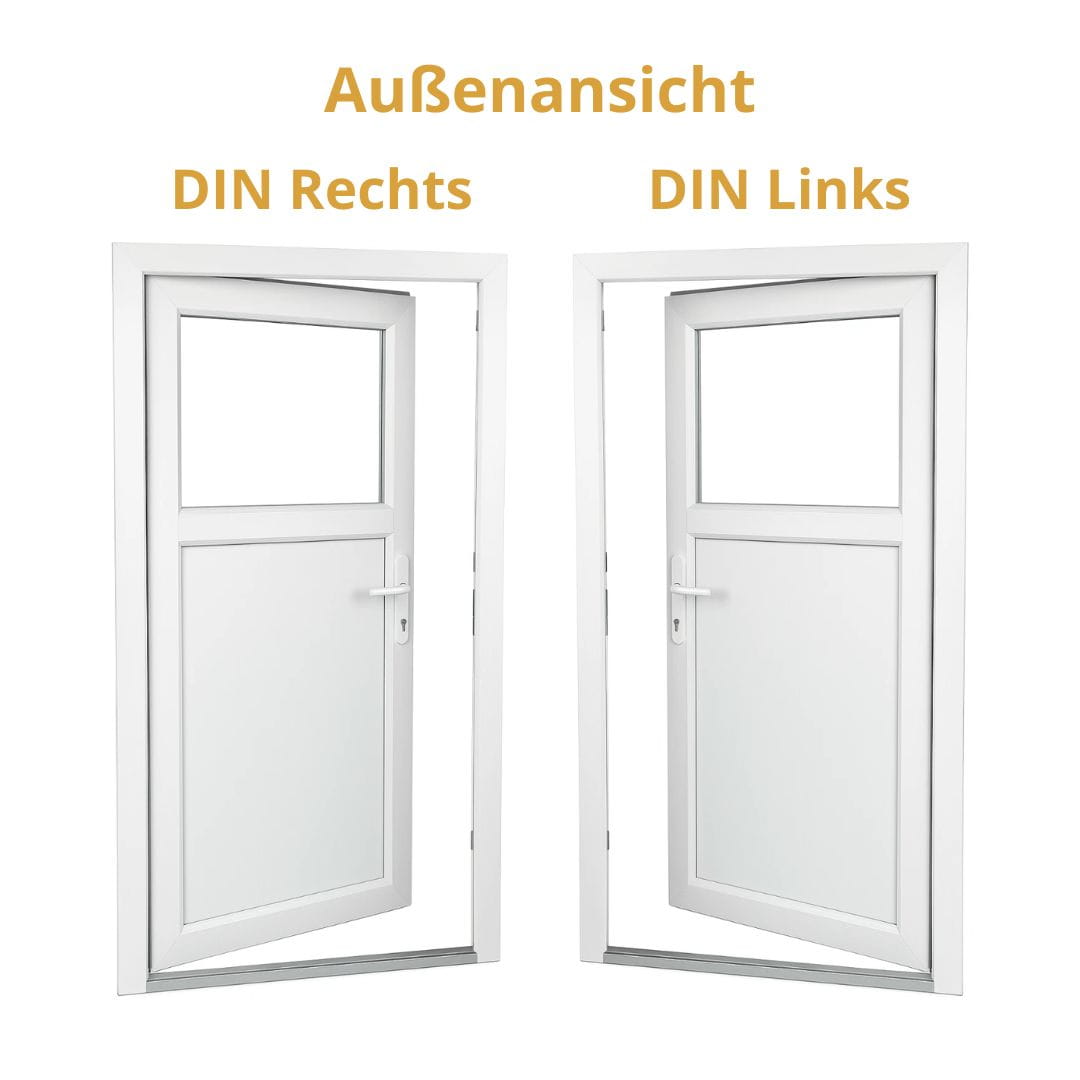 Nebeneingangstür 1/3 Glas – Anthrazit & Weiß – Außen - & Innenöffnend nach Maß - Fensterfabrik24