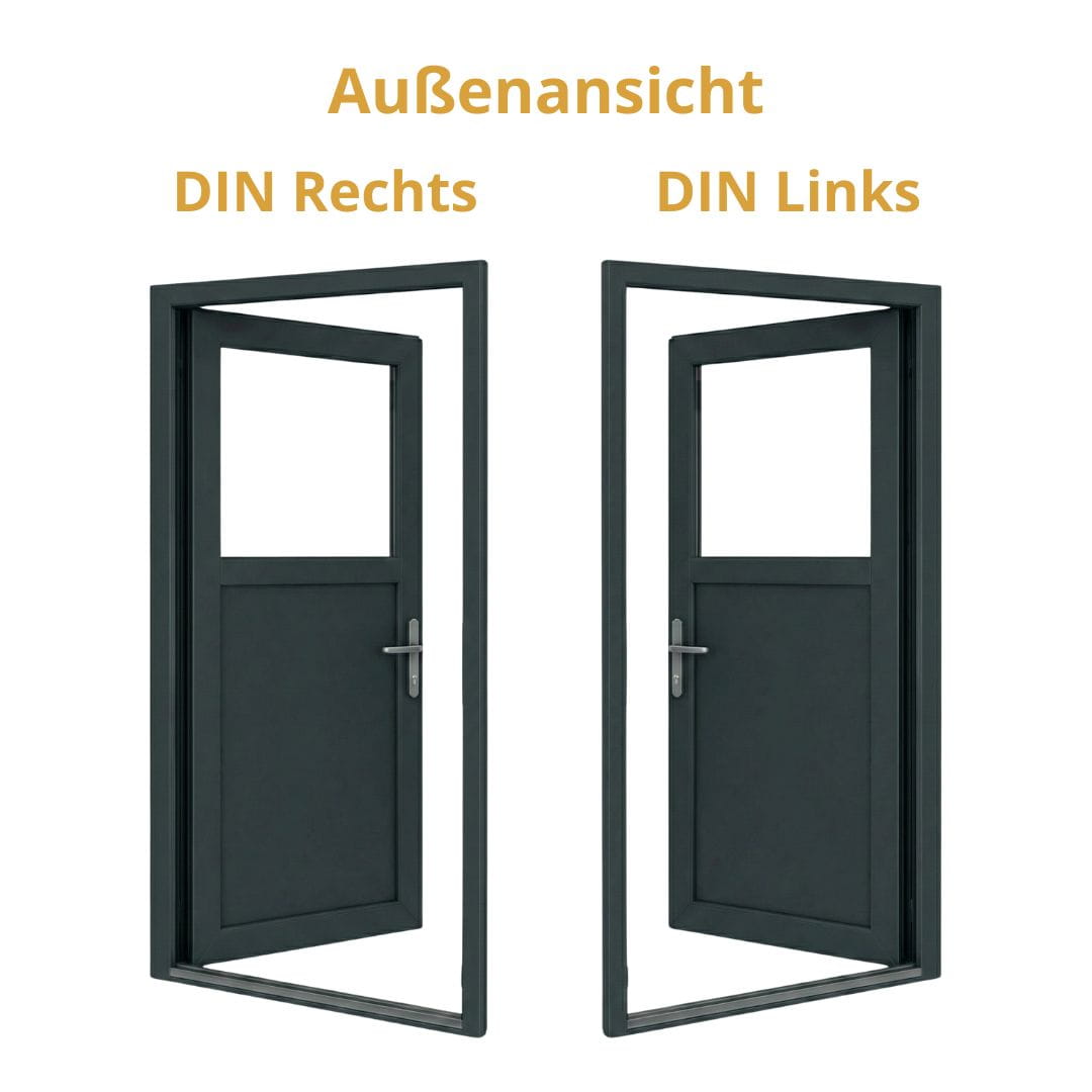 Nebeneingangstür 1/3 Glas – Anthrazit & Weiß – Außen - & Innenöffnend nach Maß - Fensterfabrik24