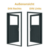 Nebeneingangstür 1/3 Glas – Anthrazit & Weiß – Außen - & Innenöffnend nach Maß - Fensterfabrik24