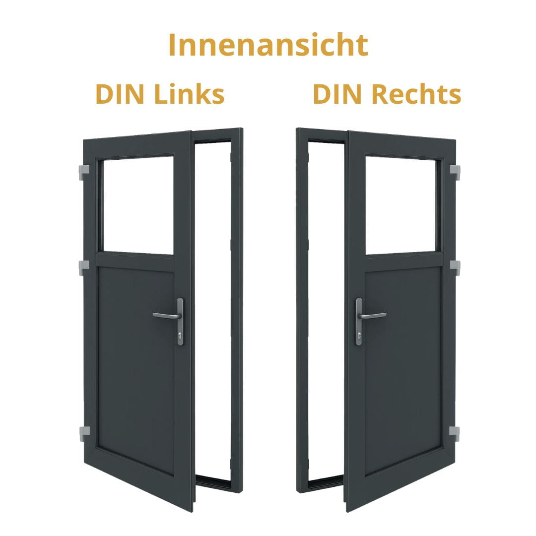 Nebeneingangstür 1/3 Glas – Anthrazit & Weiß – Außen - & Innenöffnend nach Maß - Fensterfabrik24