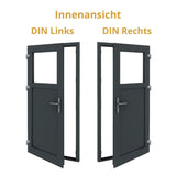 Nebeneingangstür 1/3 Glas – Anthrazit & Weiß – Außen - & Innenöffnend nach Maß - Fensterfabrik24