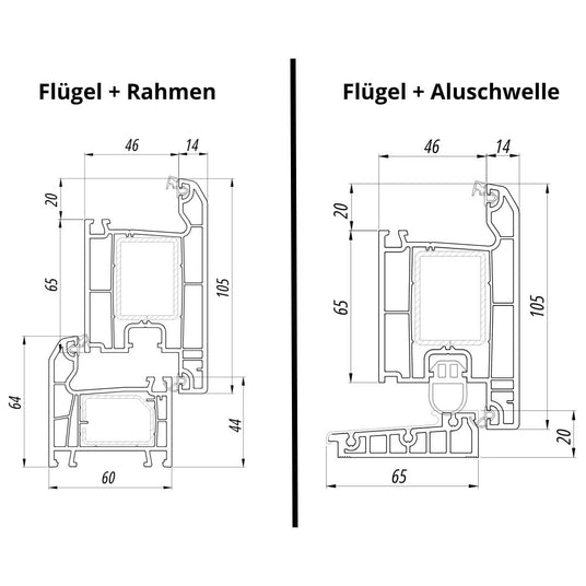 Nebeneingangstür Mittelsprosse - Fensterfabrik24