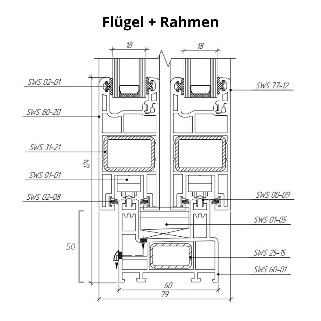 Schiebefenster SFS – 2 - flügelig - Fensterfabrik24