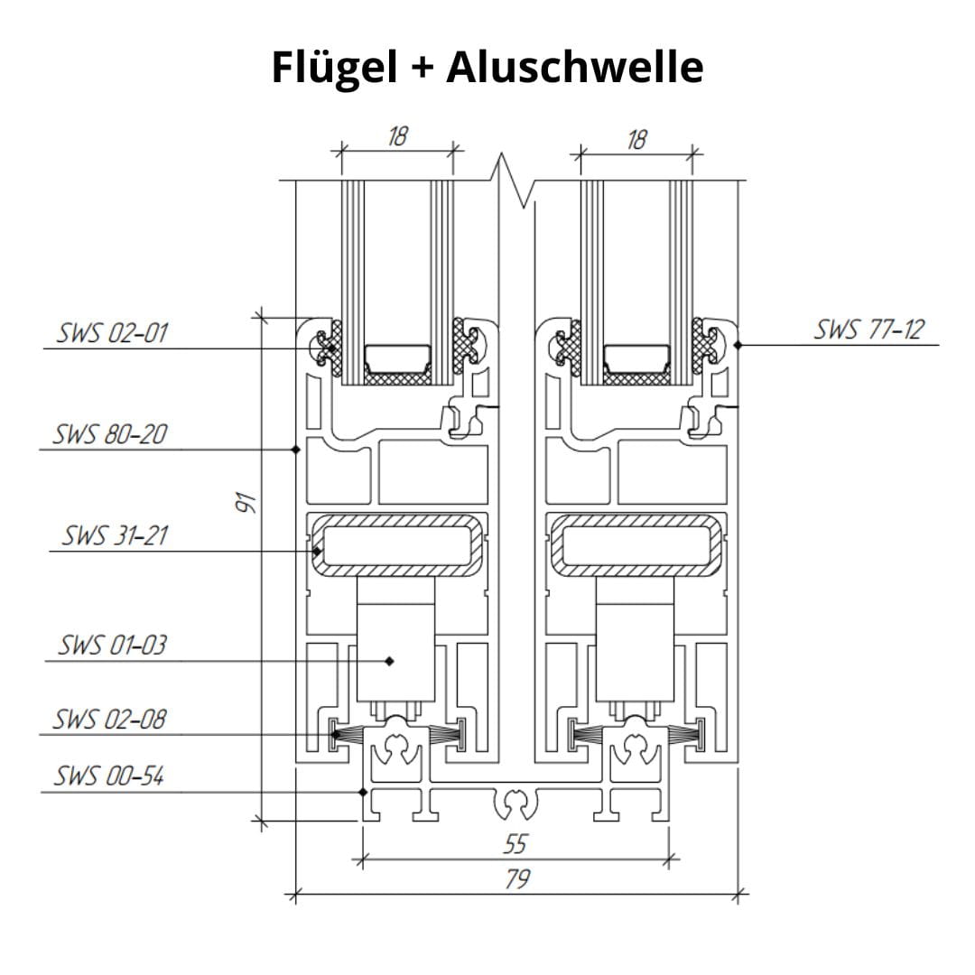 Schiebefenster SFS – 2 - flügelig - Fensterfabrik24